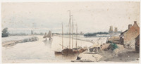KT 1991 136
<br/>
Rivierlandschap. De IJssel bij Zutphen
<br/>
<em>Rust, Johan Adolph (1828-1915)</em>